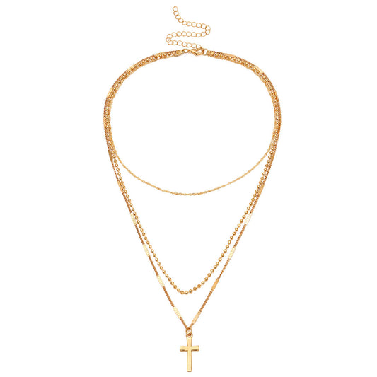 Cross multi-layer necklace