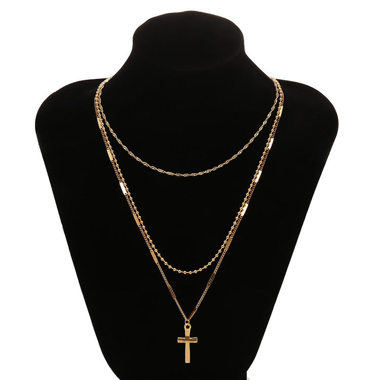 Cross multi-layer necklace