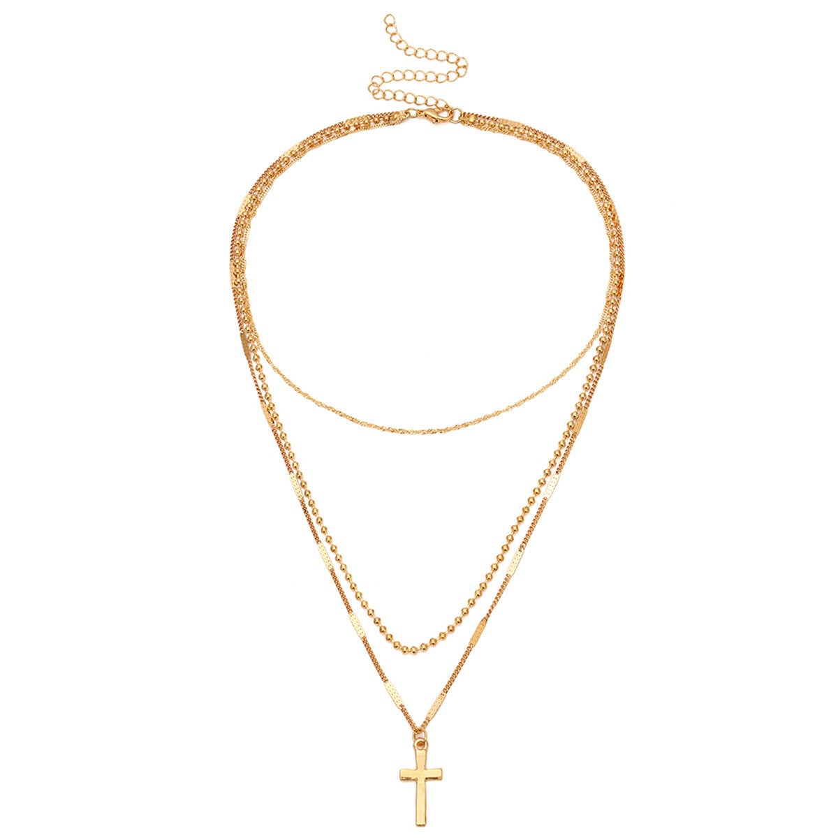Cross multi-layer necklace