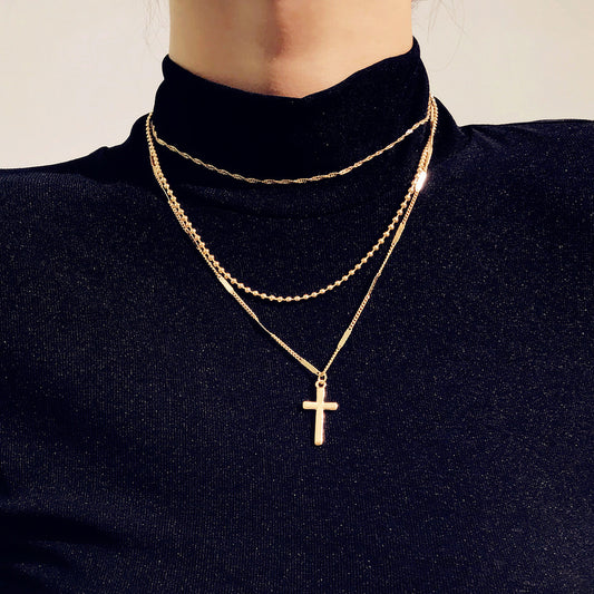 Cross multi-layer necklace