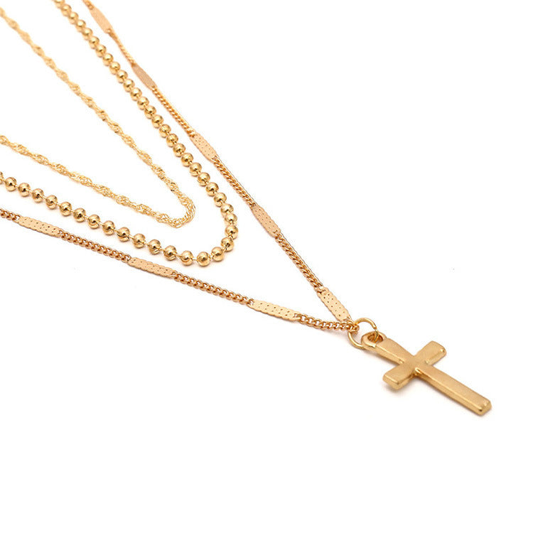 Cross multi-layer necklace